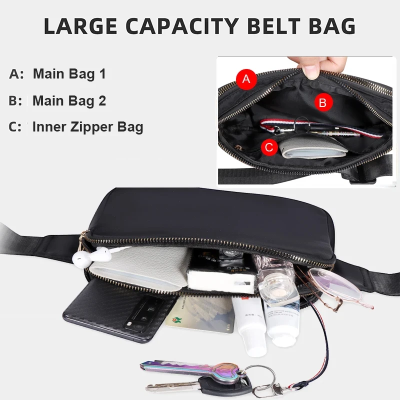 

Fashion Versatile Crossbody Waist Bag, Lightweight Water-Resistant Material, Adjustable Belt, Ideal for Daily Commute, City Walk