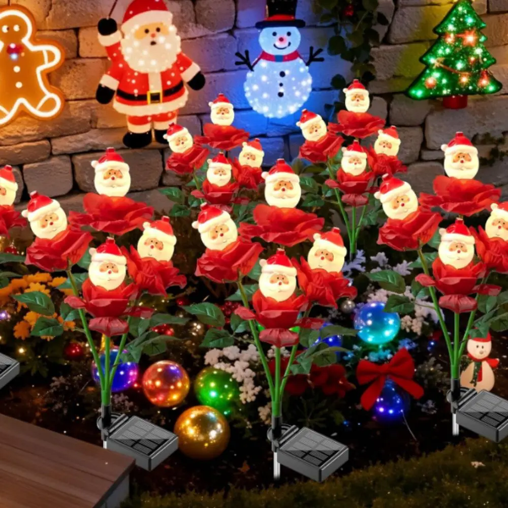 Solar Powered Solar Christmas Lights Waterproof LED Christmas Decorative Lights Rose Design Snowman Design Outdoor Ground Light