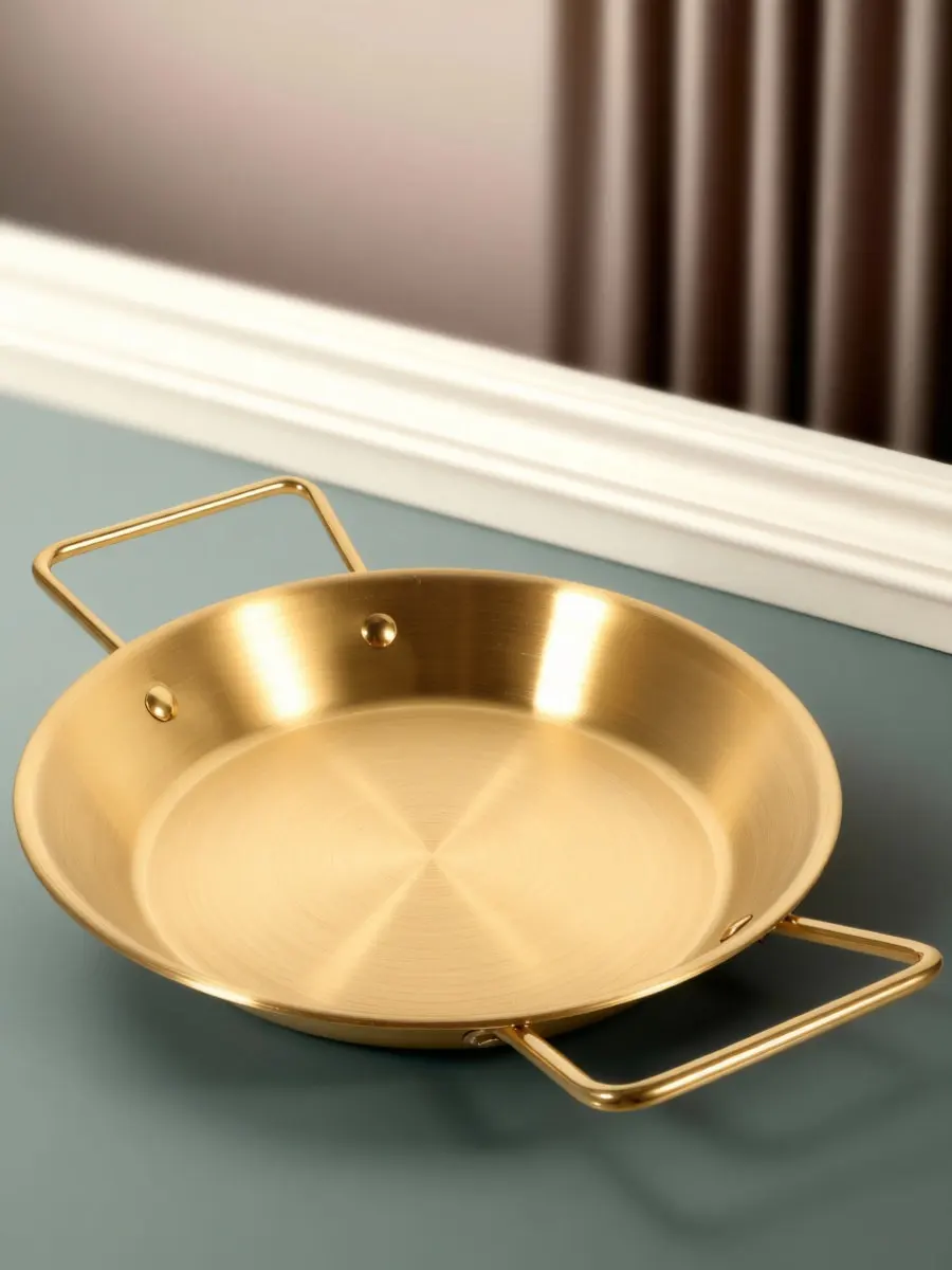1Pcs Premium Stainless Steel Frying Pan Binaural Handle Uncoated Even Heat Distribution Saucepan for Camping Cooking Pancakes