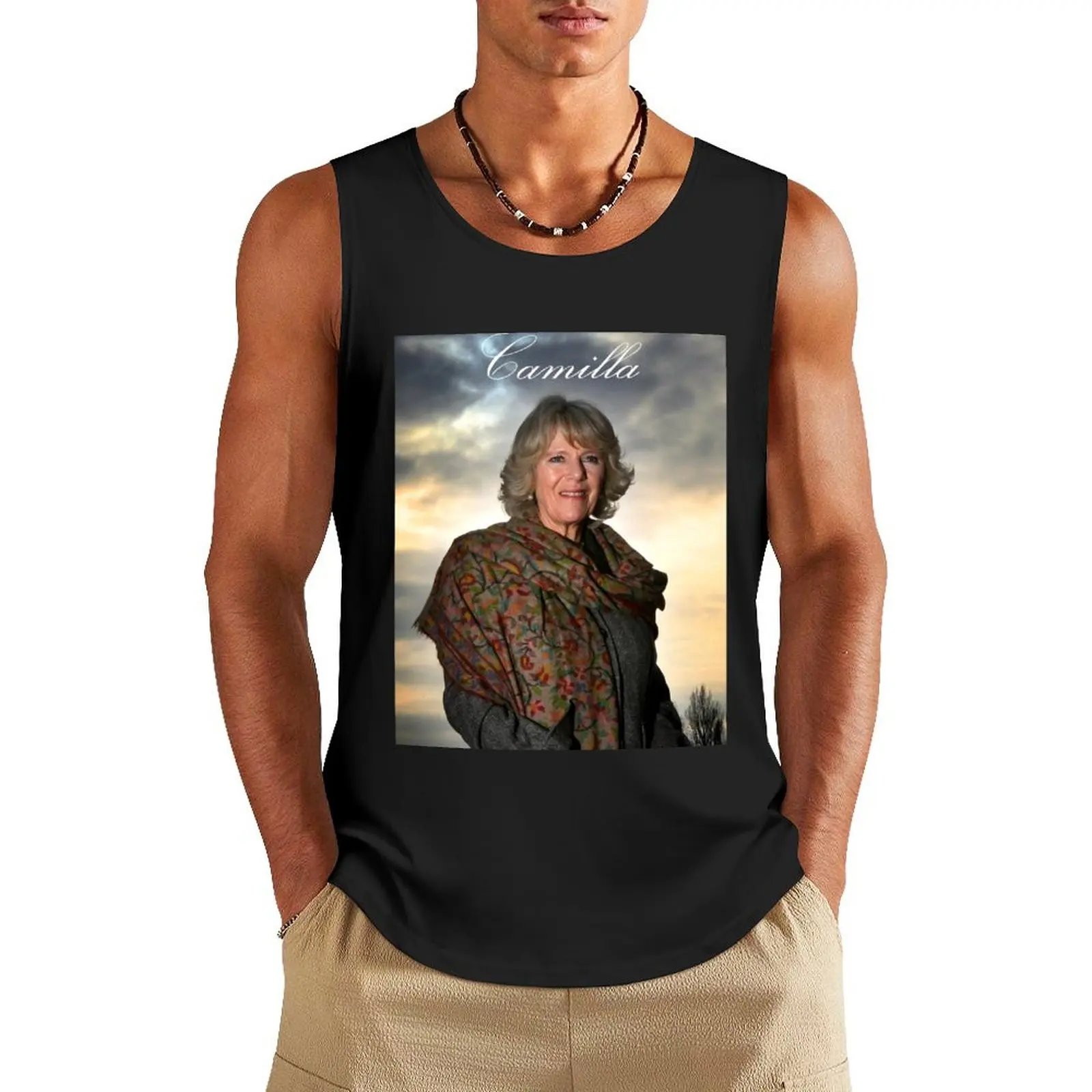 

Stunning! HRH Camilla, Duchess of Cornwall Tank Top Gym man sports t-shirts for men anime