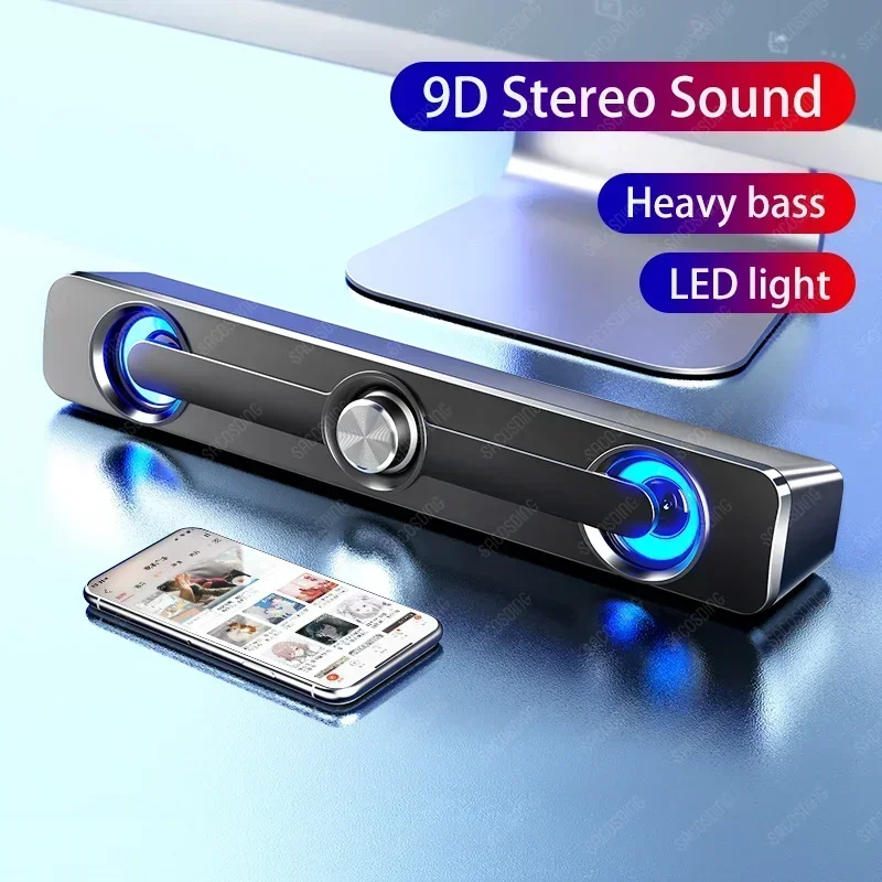 2024 USB Wired Powerful Computer Speaker Bar Stereo Subwoofer Bass speaker Surround Sound Box for PC Laptop phone Tablet MP3 MP4