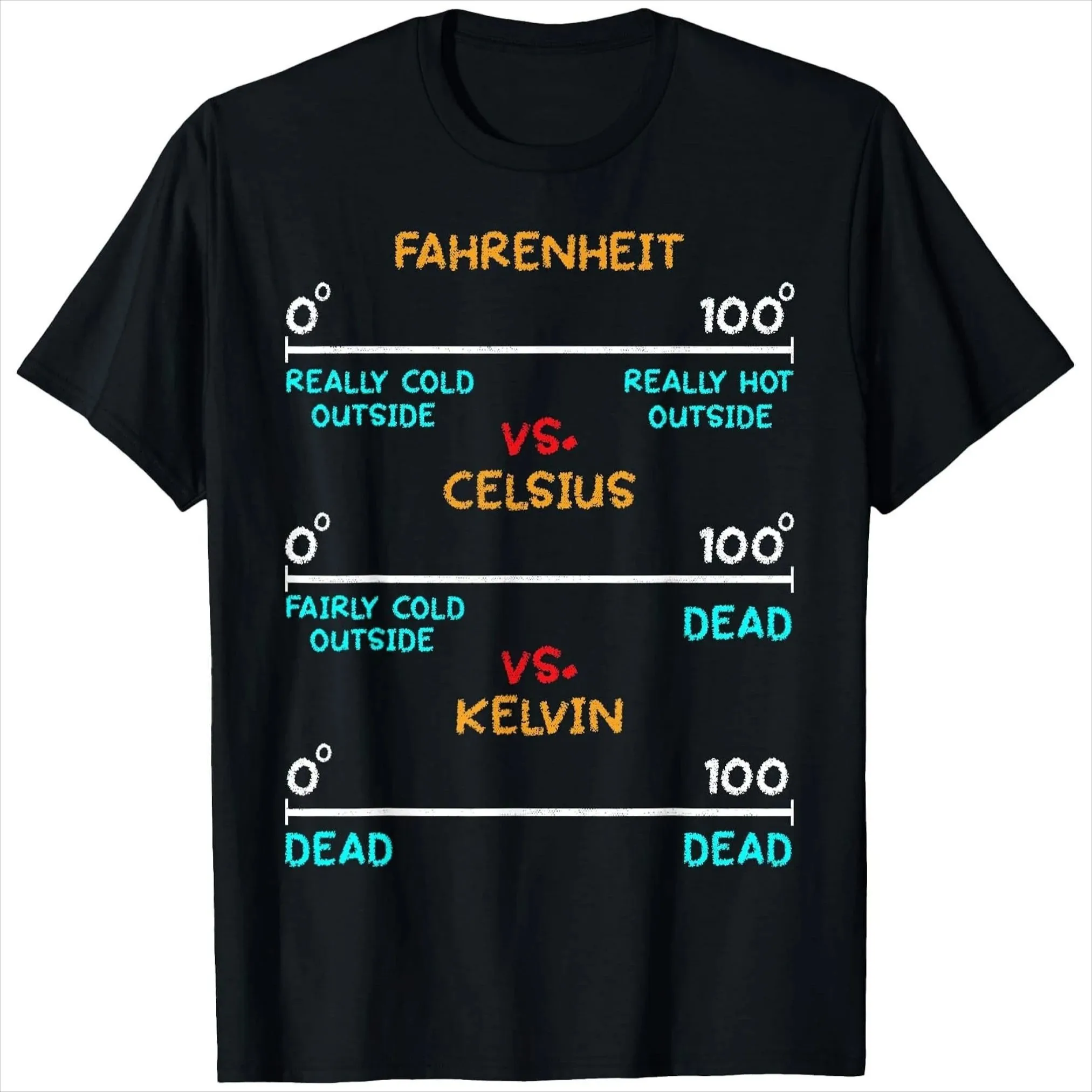 Camiseta gráfica con diseño de escala de temperatura Fahrenheit Celsius Kelvin, camiseta de manga corta de algodón transpirable para hombre