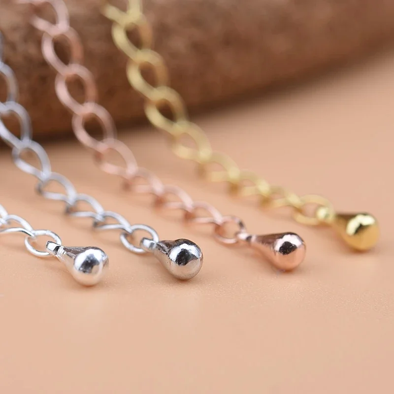 S925 sterling silver extension chain accessories, water drop extension chain, handmade DIY bracelet necklace adjustment chain