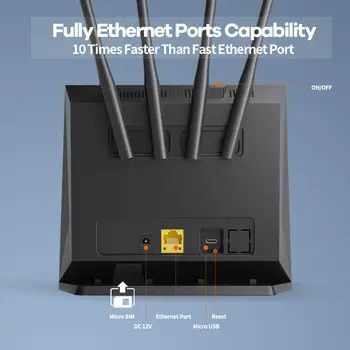 KuWfi 4G LTE router CAT4 300Mbps Wifi router 4G modem s volnou SIM kartou RJ45 WAN LAN externí anténa podpora připojení 10 uživatelů 10 nejlepší prodej 4G LTE router s venkovní anténou - №3