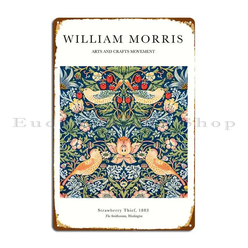 ويليام موريس علامة معدنية على شكل فراولة جدار كهف نادي شخصي يخلق ملصقًا مخصصًا من القصدير #1