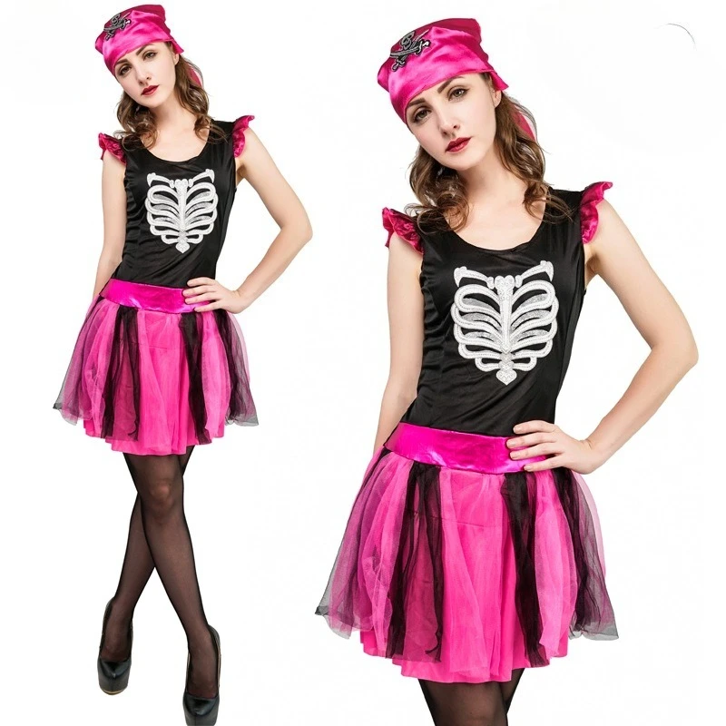 

Adult Women's Halloween Costume Skeleton Bone Dress Role-playing Outfit Stage Dress Party Performance Dress