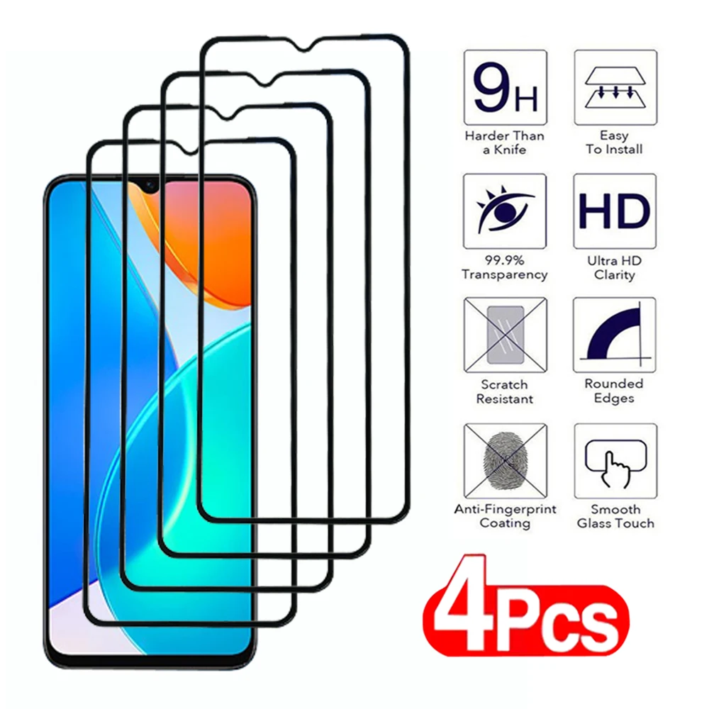 4Pcs Screen Protector For Honor X6 X7 X8 X9 50 70 90 Lite 4G 5G Tempered Glass Honor X6a X7a X8a X8b 50 SE 80 GT Protection Film