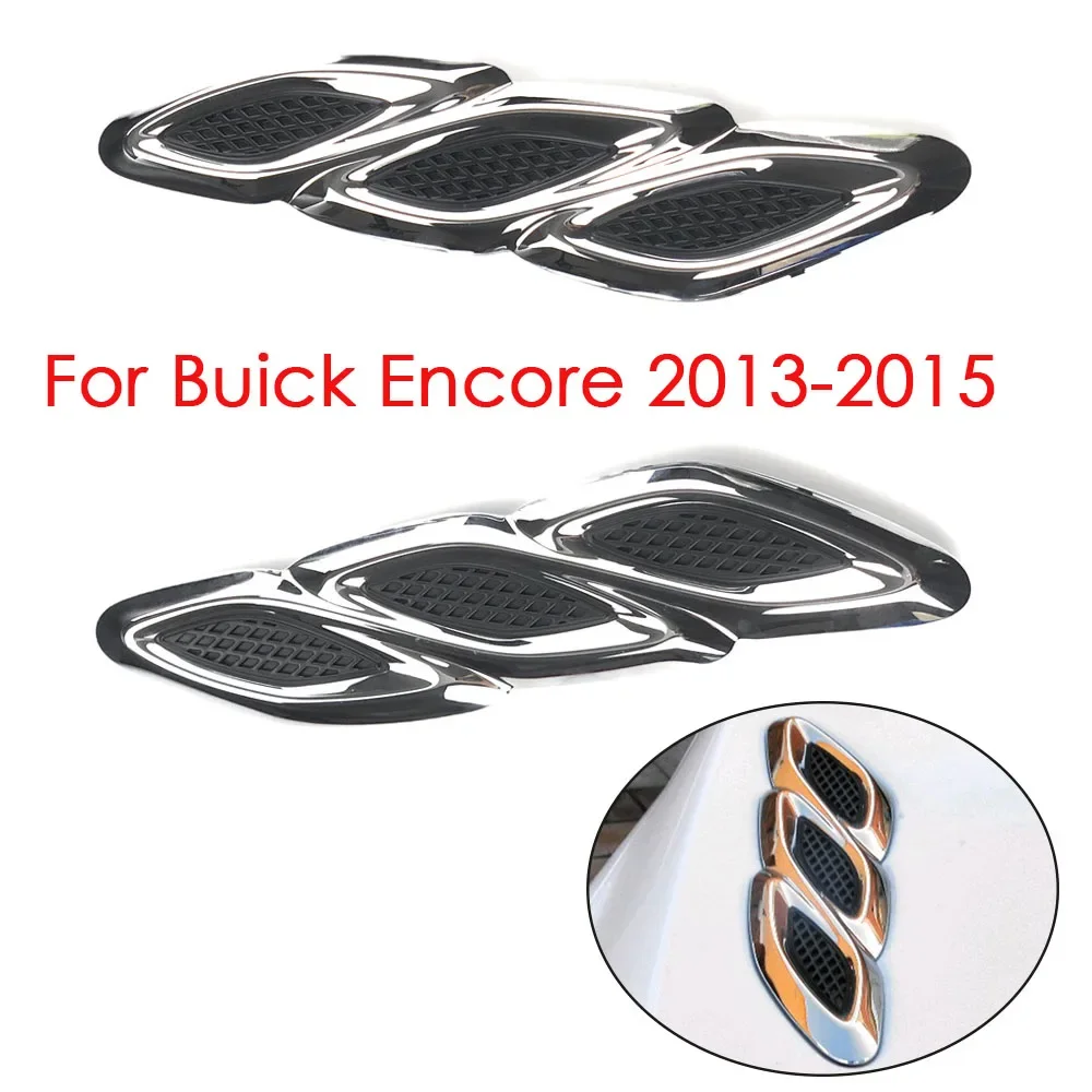 2pcs Car Hood Side Flow Vent Fender Air Net Door Decals Auto Sticker DIY Simulation Car Shark Gills For Buick Encore 2013 - 2015