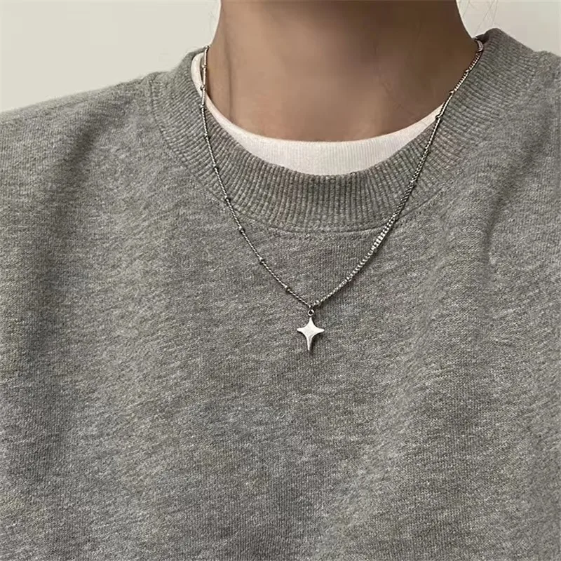 Trendy Punk Retro Taste Stern Anhänger Silber Farbe Choker Halskette Für Frauen Männer Charme Y2K Szene EMO Grunge Zubehör Schmuck – Detail 7