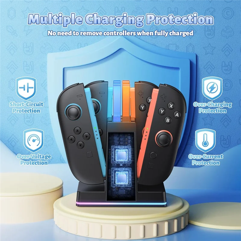 

【Кабель USB-C】Магнитная док-станция для быстрой зарядки для Nintendo Switch 2, 9, зарядная станция с подсветкой RGB для Joycon 2, игровые аксессуары