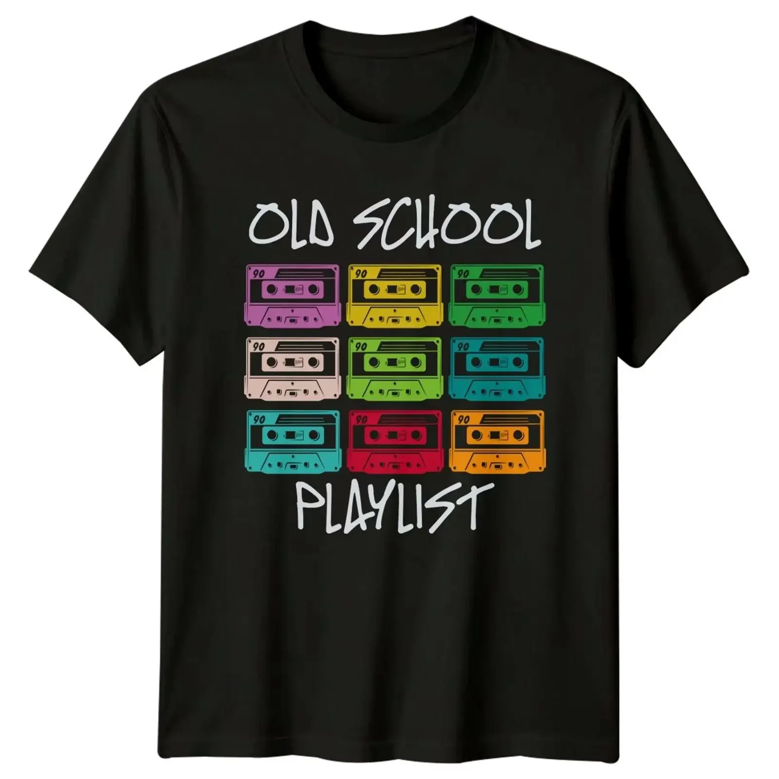 Old School Playlist Retro Cassette Tape 90s Music Lover T Shirt vintage Washed designer clothes Casual graphic Slightly