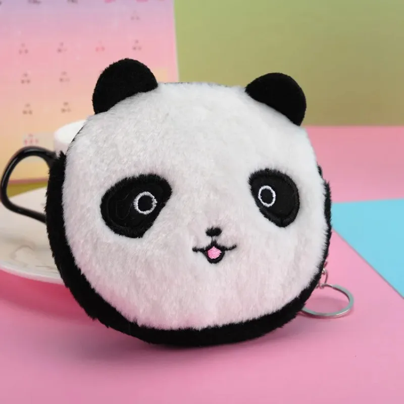 Cute plush coin purse panda animal coin purse zipper coin purse USB wired headset mini bag key bag children's birthday gift