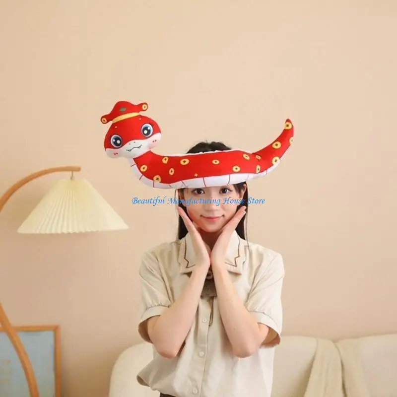 E56A Cartoon Snake Head Cover Theme Party Headgear Family Gathering Costume for Family Event