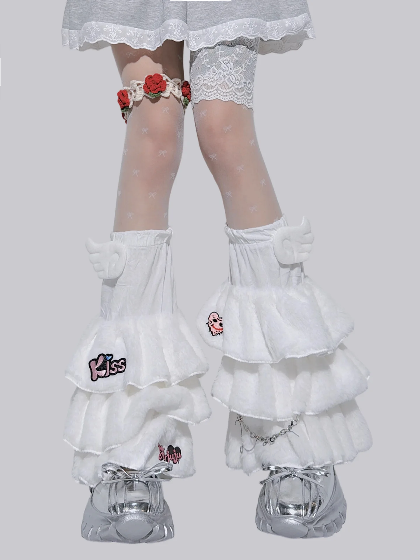 الطبقات الجوارب مع أجنحة فتاة رقيق الجوارب المتخصصة النمط الياباني تدفئة الساق الخريف والشتاء الجوارب الدافئة للنساء