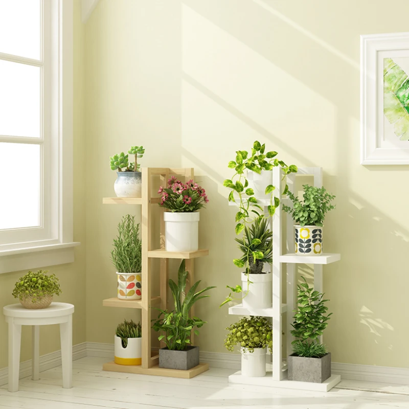 Pine Multi-Tier Plant Stand Sturdy Freestanding Balcony Organizer European Flower Rack for Greenery and Home Decor - Image 4