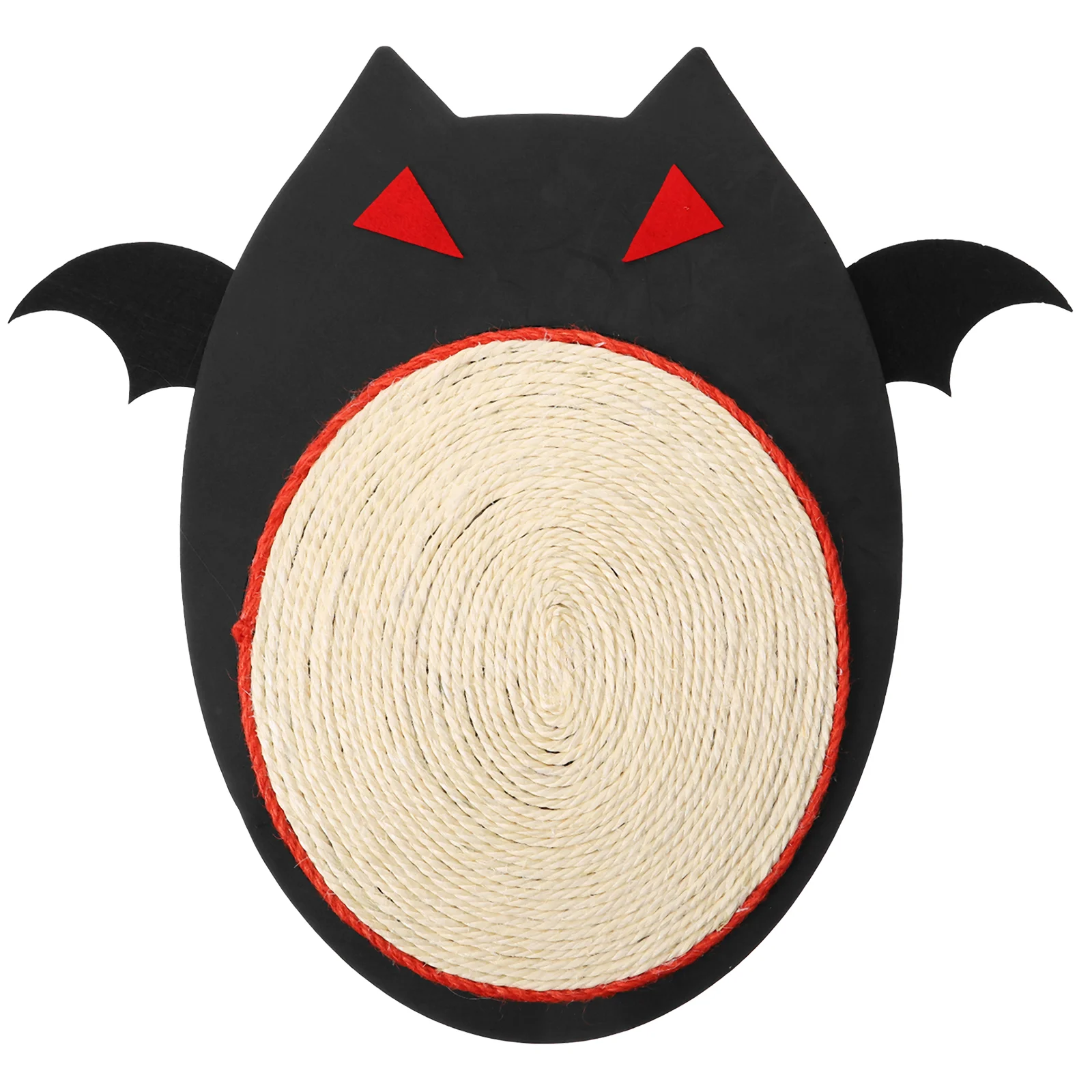 Sisal Mat Cat Scratcher Toy Cat Grinding Claw Toy Carpet Mat Halloween Bat Pet Supplies (Black)