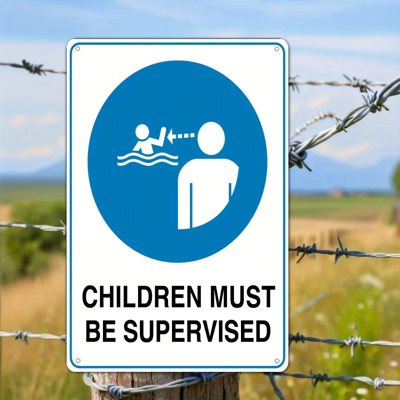 Children Must Be Supervised Sign Metal Tin Plaque School Playground Wall Art Outdoor Decor Gift 20x30cm