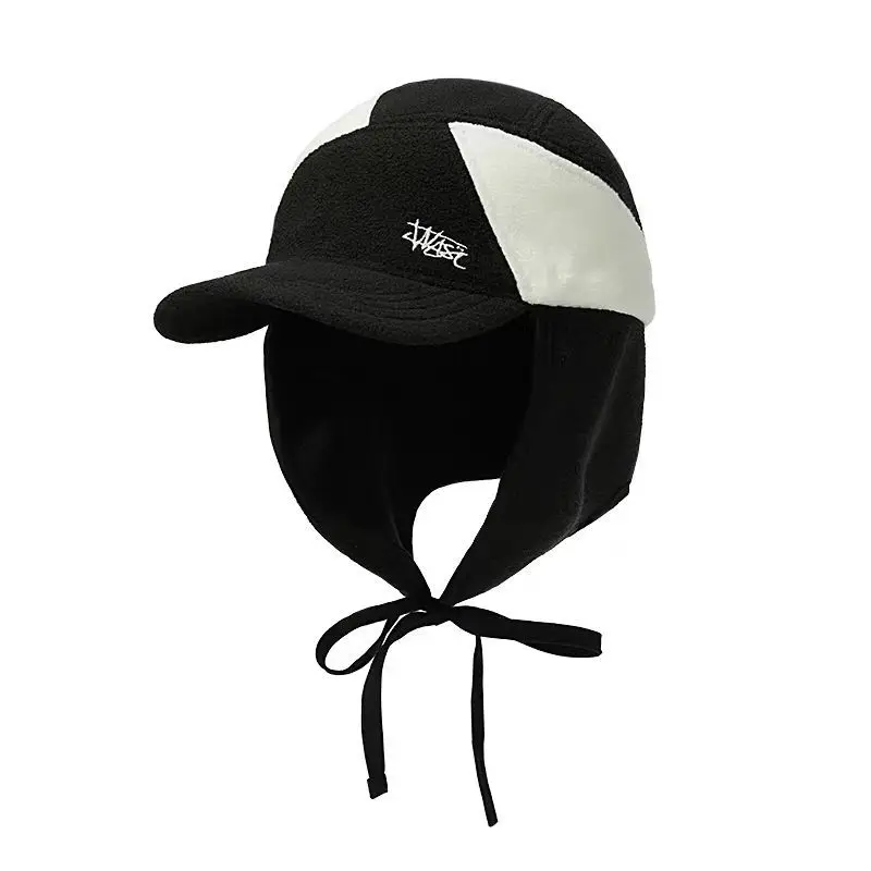 2024 New Short Brim Two Tone Color Ear Protection Women Men Winter Baseball Cap Warm Outdoor Velvet Aviator Bomber Hat Ski Caps