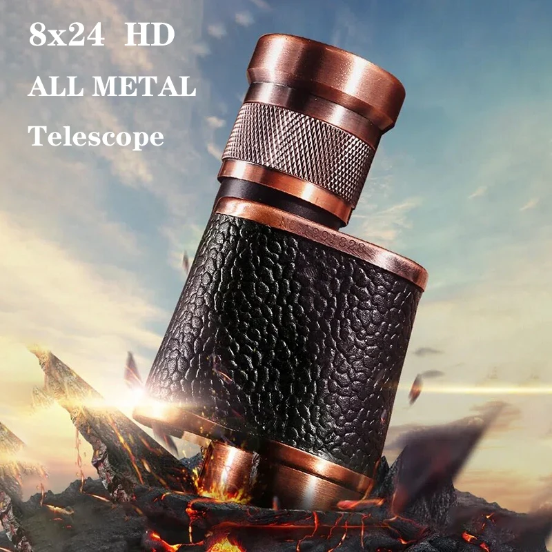 

8X24 Military Zoom HD Powerful Binoculars Long Range Portable Professional Telescope Monocular BAK4-Prism For Hunting Camping
