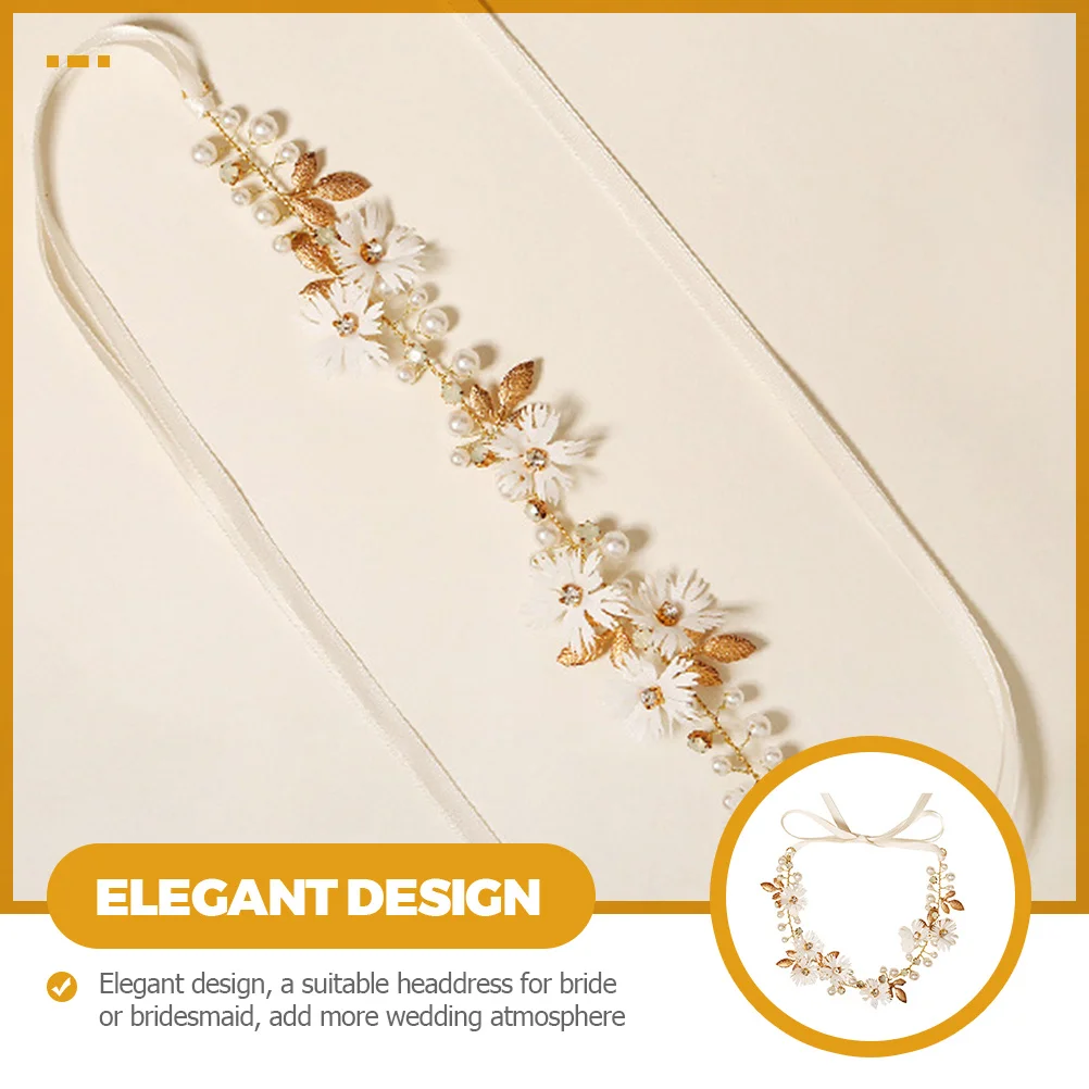 

Bridal Headpiece Rhinestone Pearl Flowers Headband Wedding Headdress Bride Hair Decor Easy Wear Stunning Style Gift