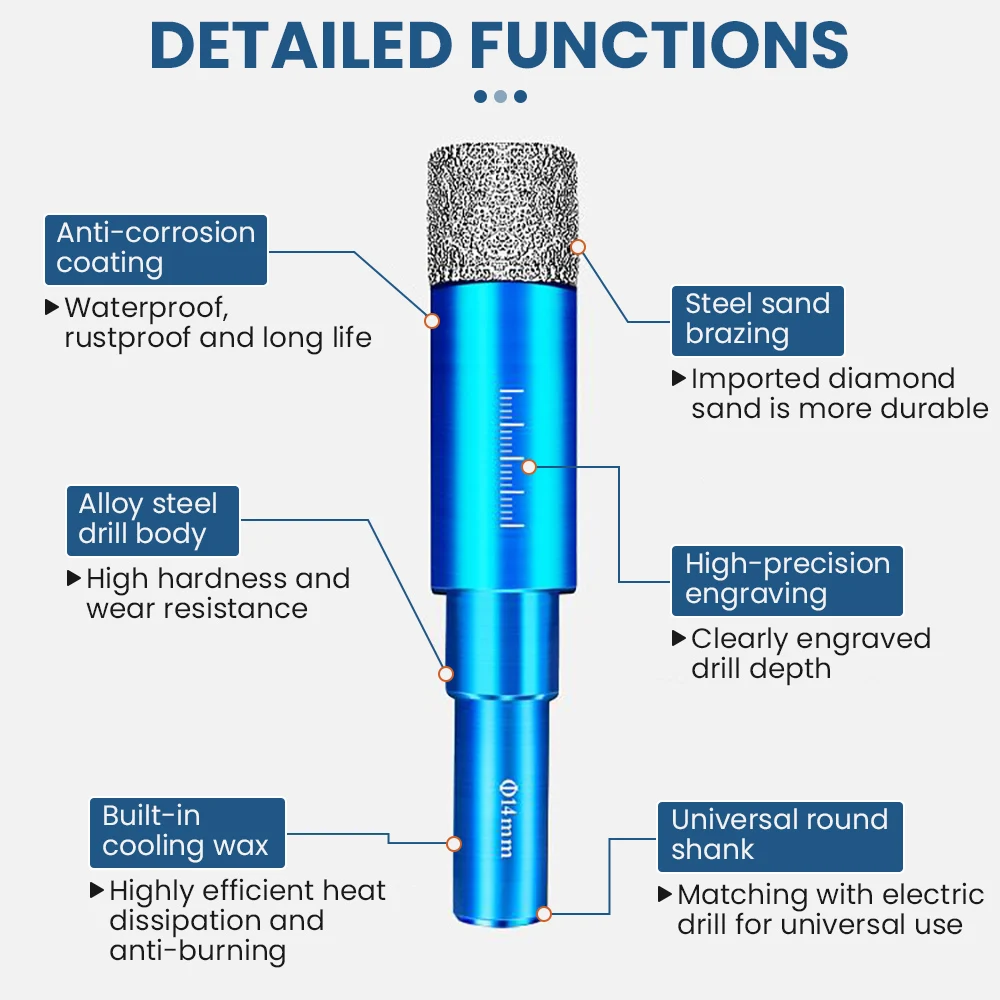 Oauee Tile Hole Opener Diamond Coated Core Drill Bit Dry Drilling Glass Marble Porcelain Ceramics Diamond Drill Bits For Metal