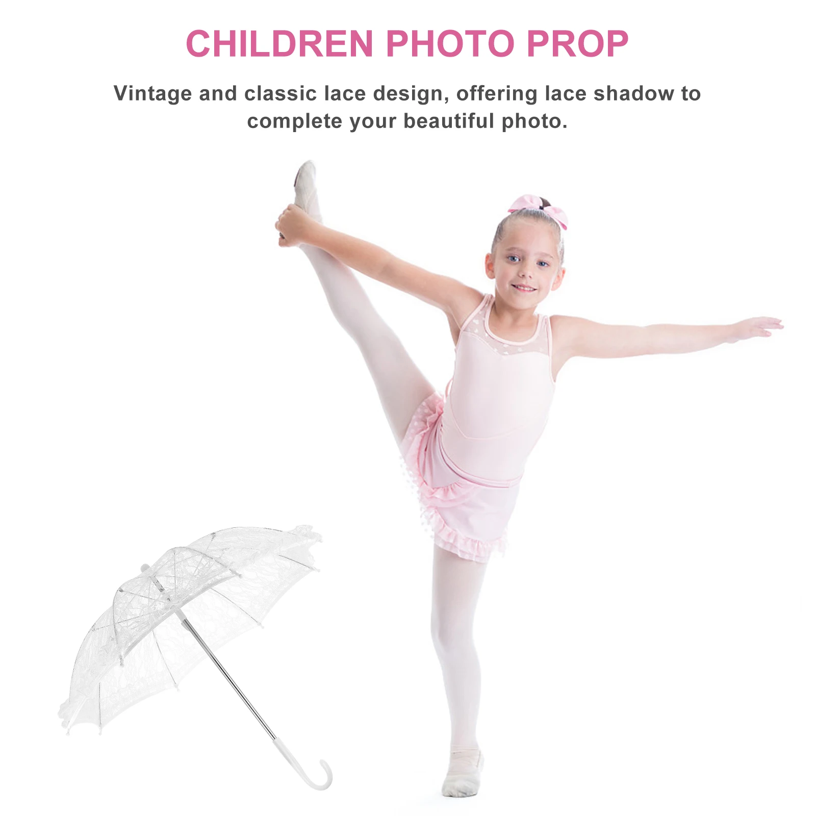 

Mini Dance Decorative Umbrella White Lace Parasol Kids Photo Props Performance Stage Accessories Tea Party Wedding