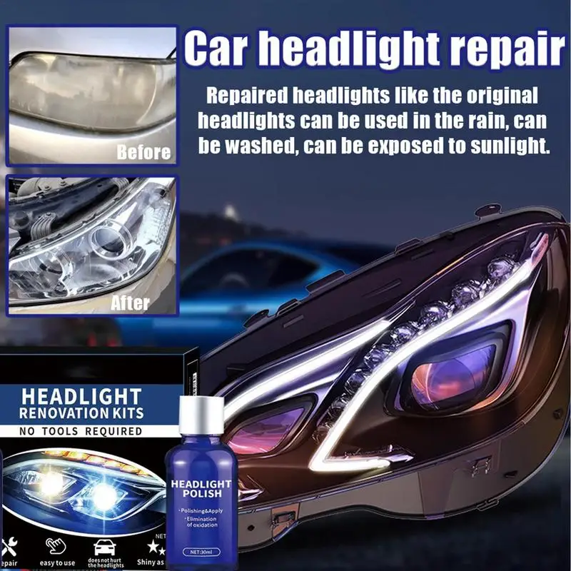 Headlight Lens Restorer Headlight Restorer 30 ML Car Headlight Restoration Headlight Cleaner Auto Detailing Supplies For Repair