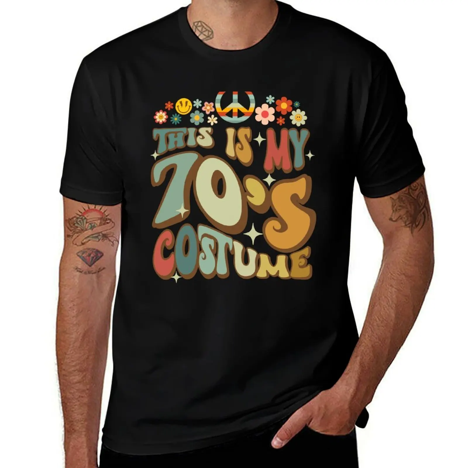 

Retro Groovy This Is My 70's Costume Funny 70s Party Vintage T-Shirt cotton t shirt man T-Shirt
