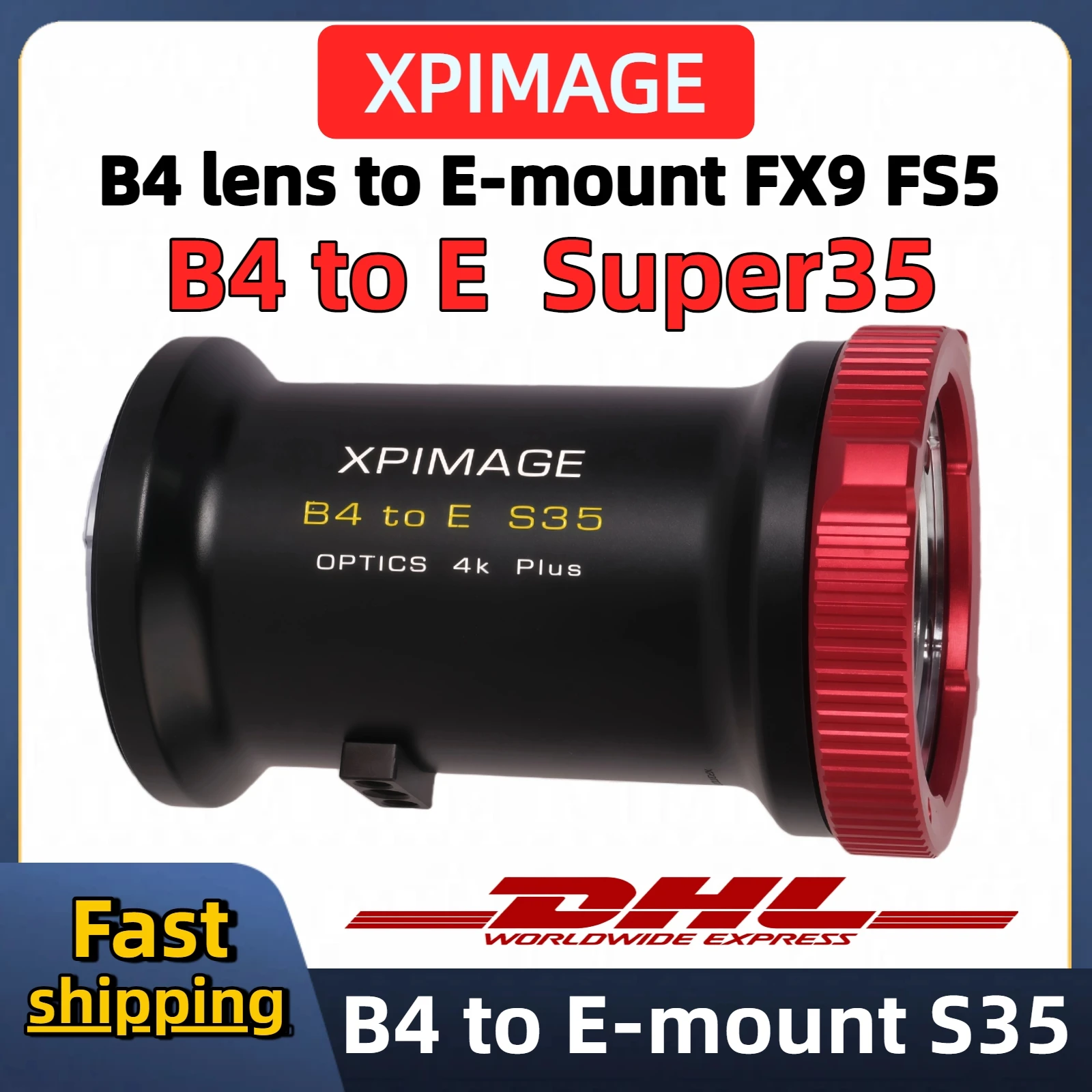 Fujifilm HD/4K B4 lens to Sony E-mount Super35 Cinema for XPimage B4 to PL 2.6x Optics Extender adapter B4-PL S35