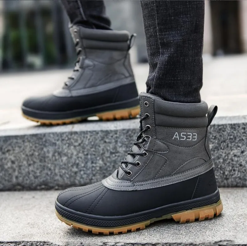 Plus Size 46 Outdoor Men Boots Winter Snow Boots for Men Training Work Boots Waterproof Slip-Resistant Keep Warm Winter Shoes