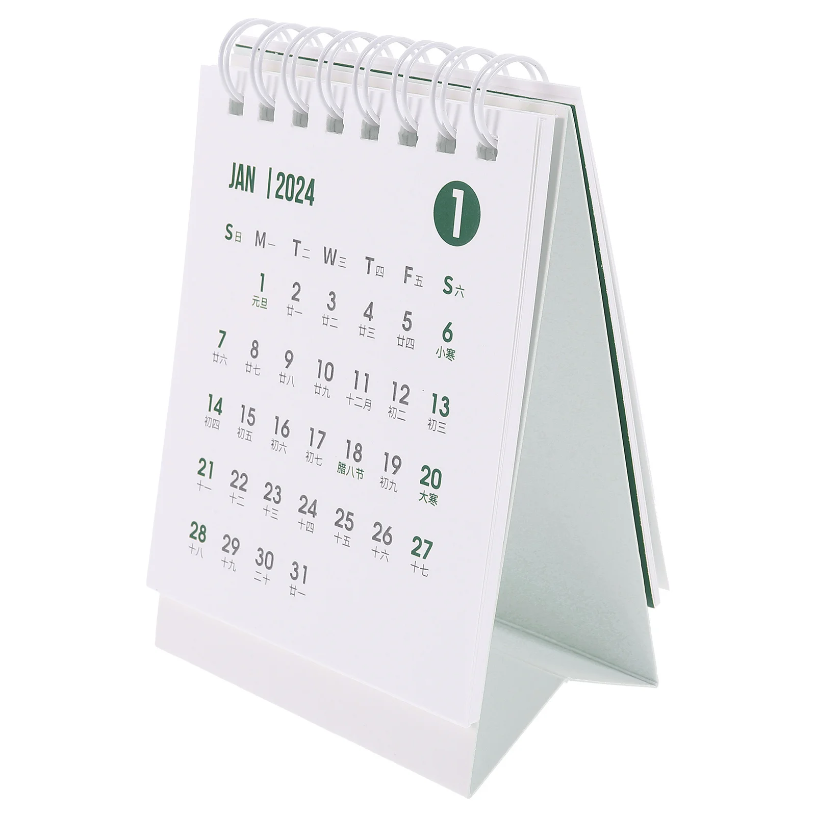 

Desk Calendar with Stand Decorative Standing Simple Accessories Calendars Green Tabletop