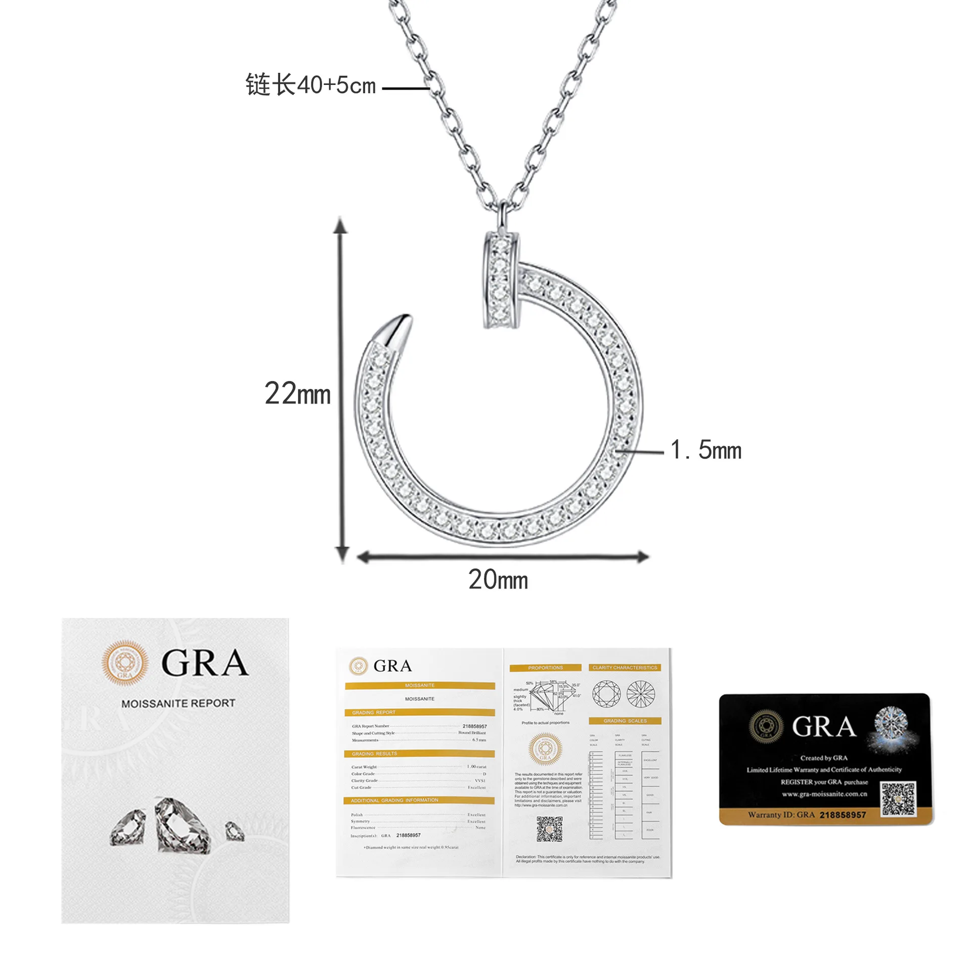 New S925 sterling silver fashionable high-quality full diamond pendant, moissanite necklace, collarbone chain, wedding jewelry