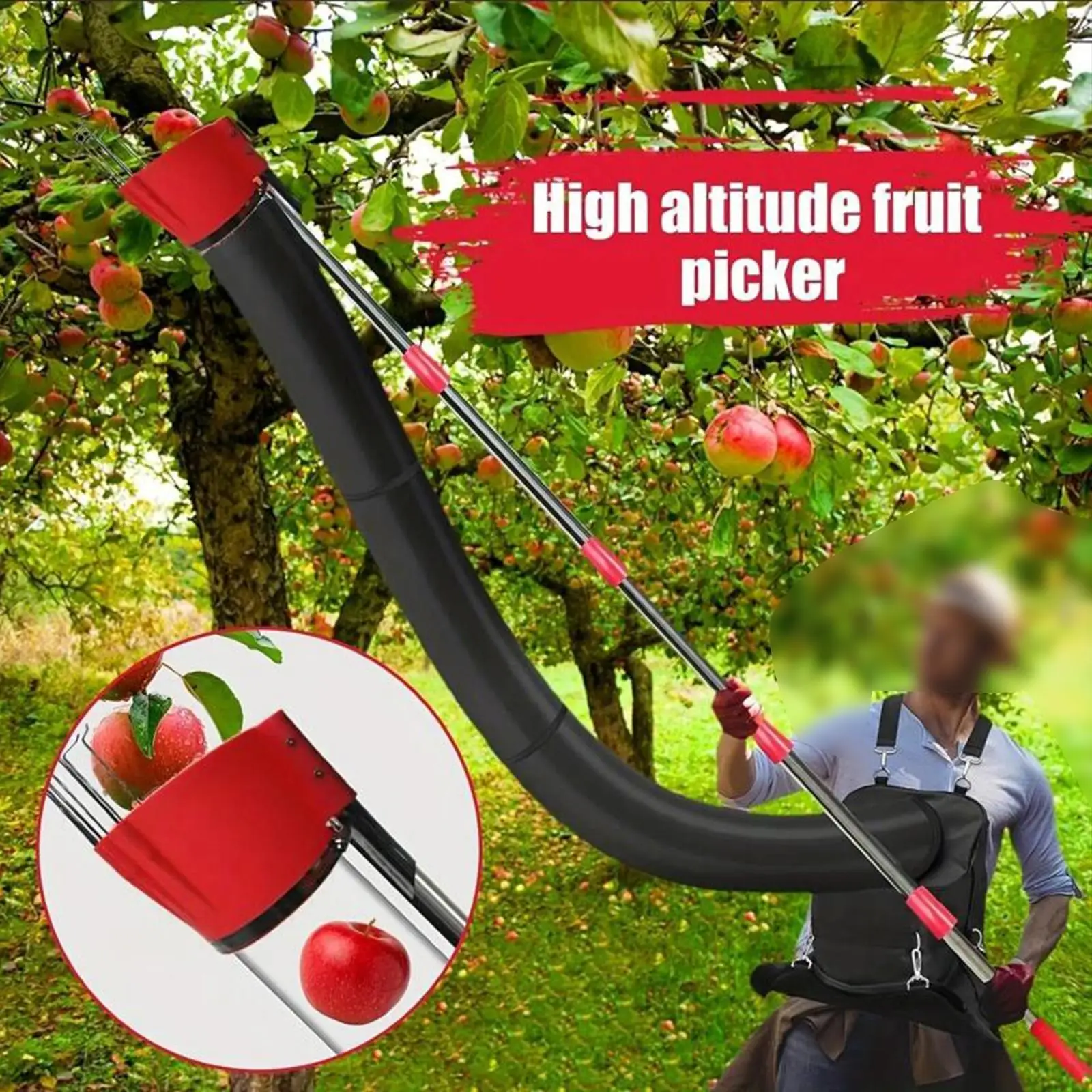 

Fruit Picker Pole Equipment Multifunction with Collection Bag Picking Tool for Park Oranges Farm Farmhouse Continuous Harvesting