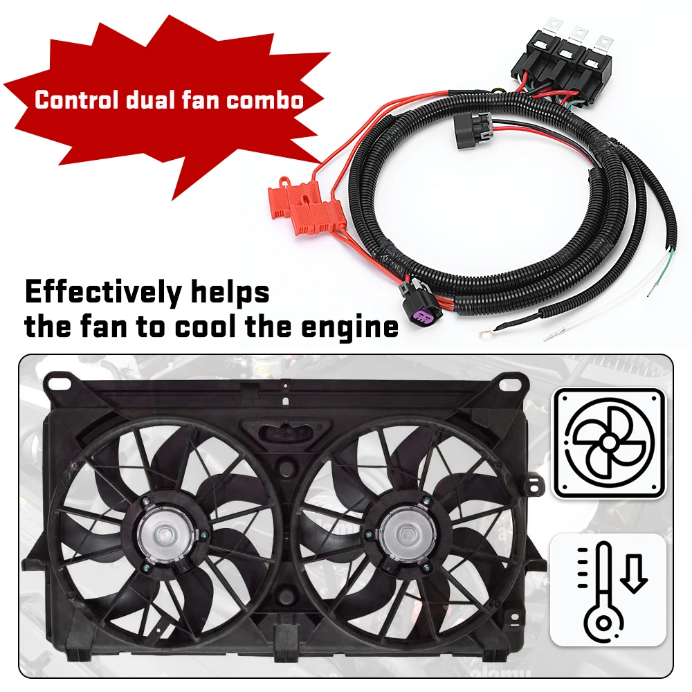 Electric ECU Control Dual Fan Upgrade Wiring Connector Harness For 99-07 GM Silverado Sierra Suburbanย Avalanche 7L5533A226T