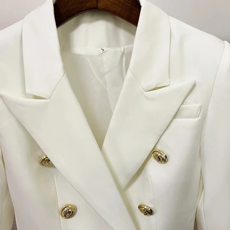 TOP QUALITY Blazer Women 2025 Slim Black Blazer Jacket Suit Female Double Breasted Metal Lion Buttons Blazer Veste Femme