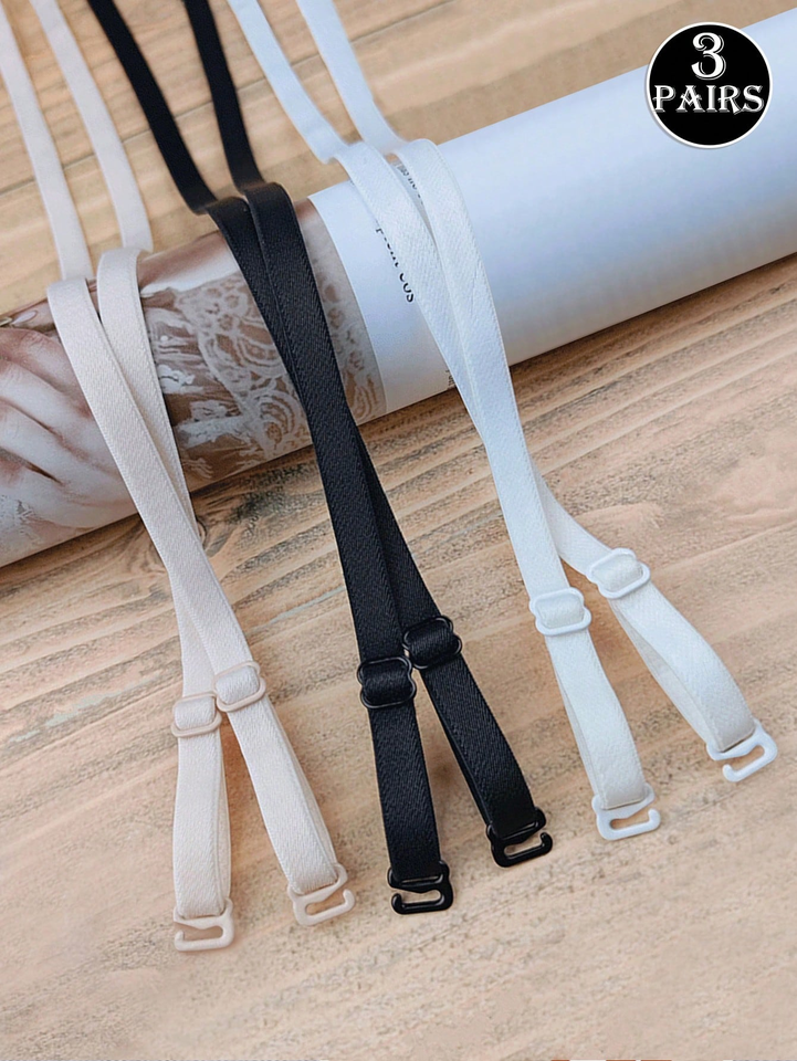 3 PAIRS Adjustable Bra Straps Replacement Soft Elastic Shoulder Strap One Size Fits All Invisible Detachable Bra Spare Straps Fo