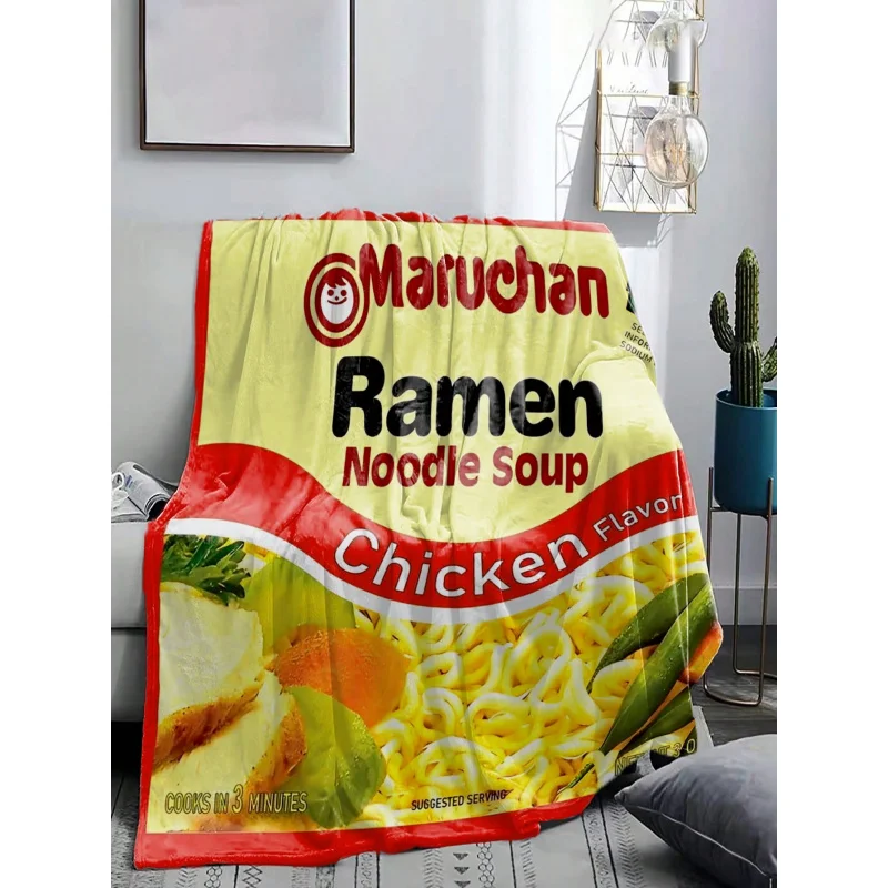 1 pieza de manta de franela de sopa de ramen de pollo Maruchan, estilo moderno a cuadros, doble cara, adecuada para todas las estaciones, lavado a máquina