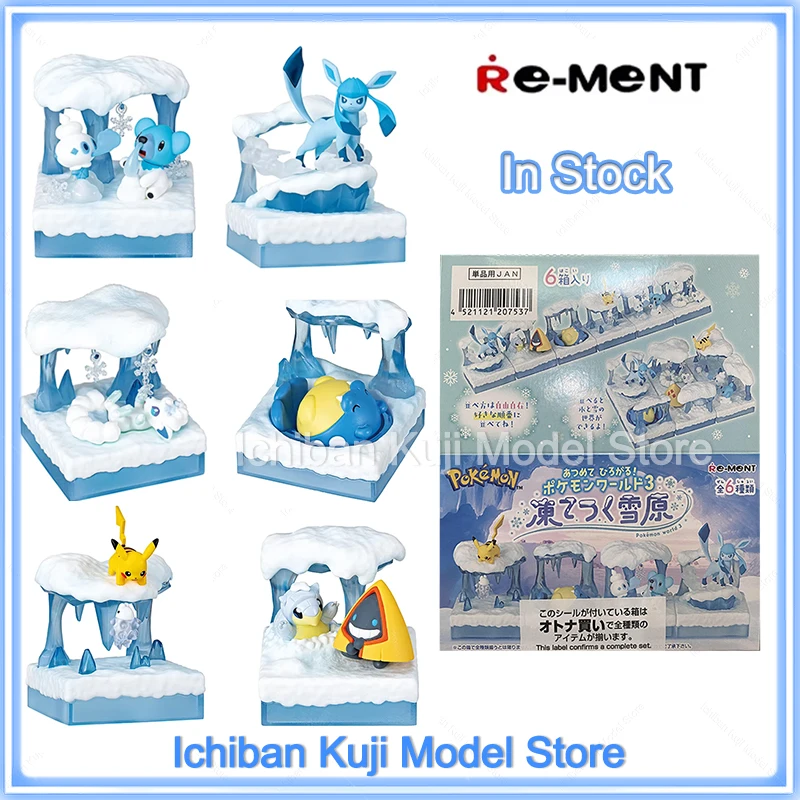 Original Re-ment Pokemon World Series 3: Frozen Snowfield Anime Pikachu Vulpix Glaceon Cubchoo Spheal Figure Model