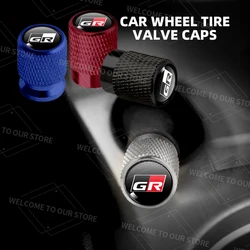 4pcs/1set For Toyota GR Logo Yaris Levin Hilux Prado Prius Highlander Car Valve Caps Wheel Tires Air Tyre Stem Protective Cover