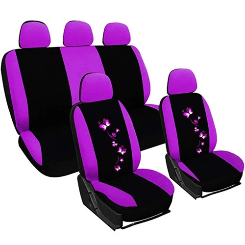 Imagen 2 del producto Protección de coche con estampado de mariposa, juego completo de protectores de asiento de vehículo, se adapta a 5 asientos, fundas de asiento de coche Premium, accesorios interiores
