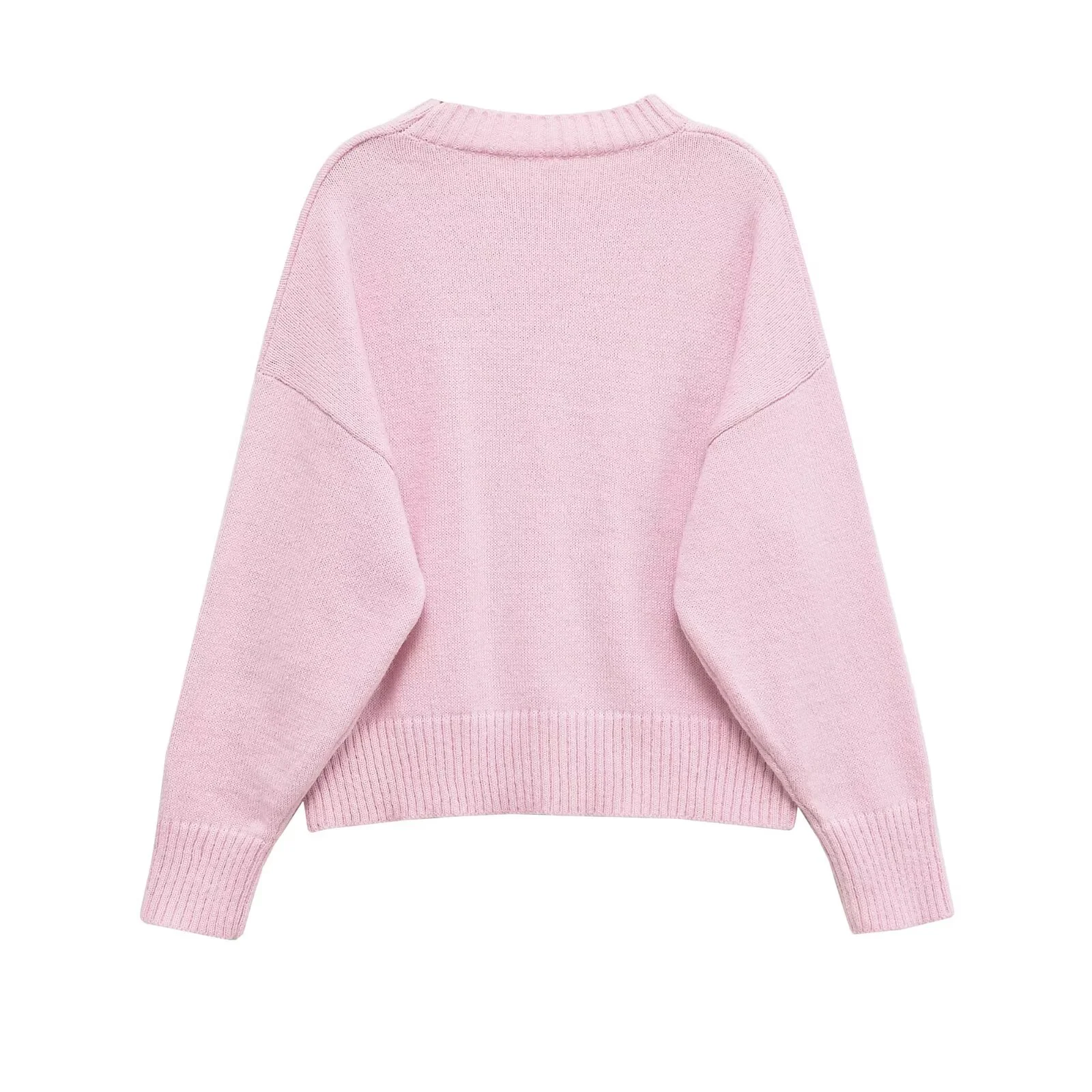 2025 Autumn New Women's Casual Fashion Simple and Versatile Solid Color Long Sleeve Round Neck Flat Needle Knitted Sweater