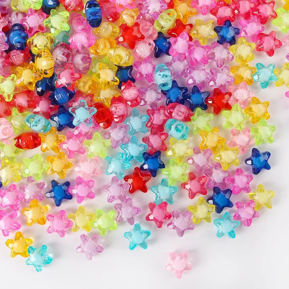 50pcs Transparent Acrylic Star Beads Loose Spacer Beads For Jewelry Making DIY Bracelet necklace Needlework Accessories Pendant