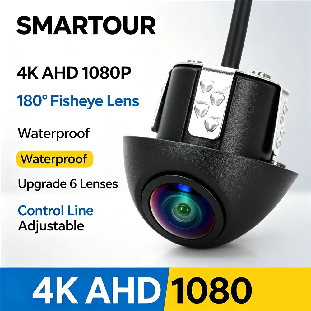 180 Degree Fisheye AHD 1080P Car Backup Camera Switchable CVBS Front Rear View Parking Guide Line Waterproof Reverse Camera