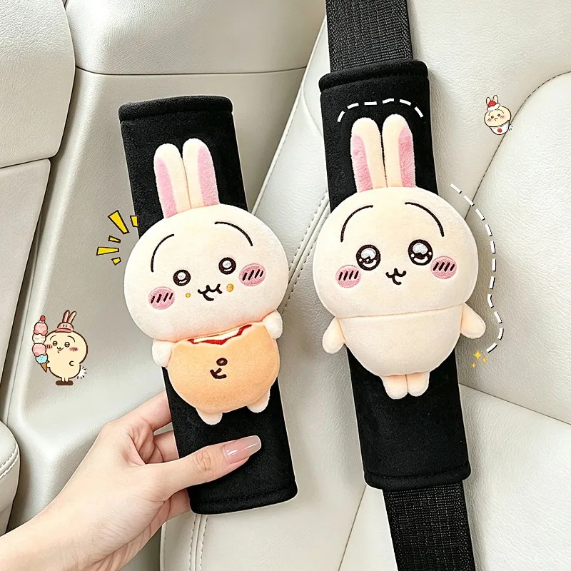 cute-chiikawa-cartoon-car-seat-belt-shoulder-protector-doll-kawaiwusaki-car-decoration-girl-gift-japanese-trendy-toy-peripheral