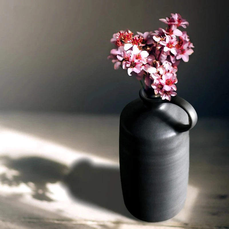 

JapaneseSmallMouthVaseTerraCottaZenDecor for TabletopCenterpiece - HandcraftedCeramicDryFlowerHolder & AestheticDecorArt Piece