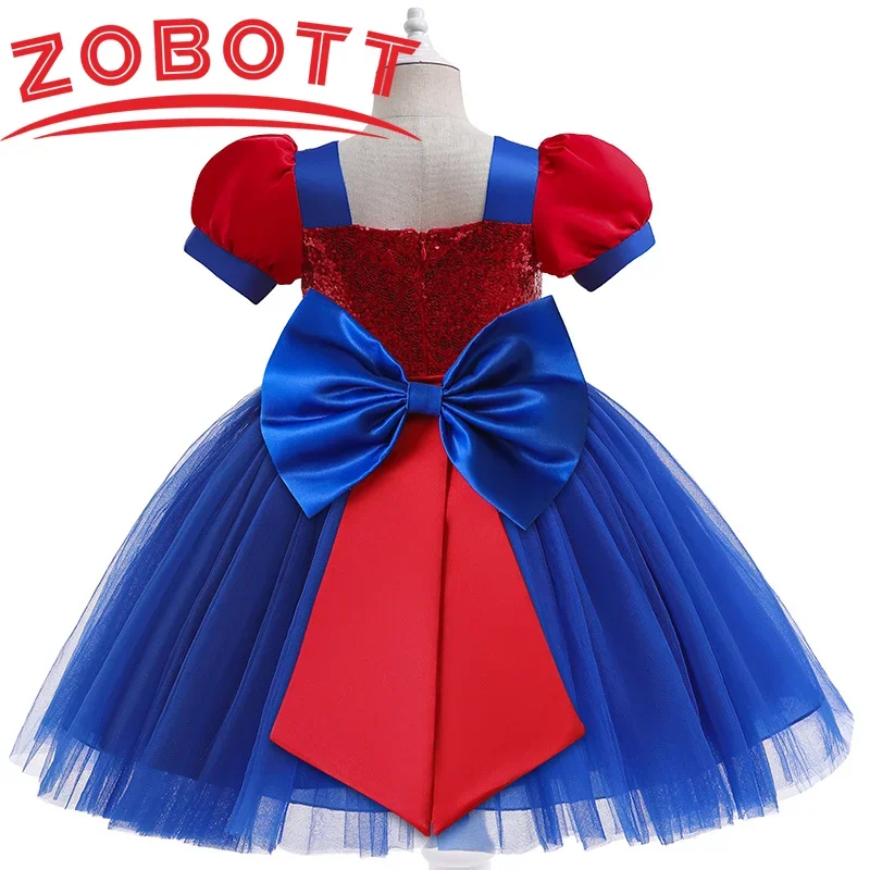 QQ8 Costume di Halloween per Ragazza Popolare Spider-Man Ragazze Abito da Principessa Abito in Maglia con Maniche a Soffio Prestazioni per Bambini Puff Sk5Lk¥