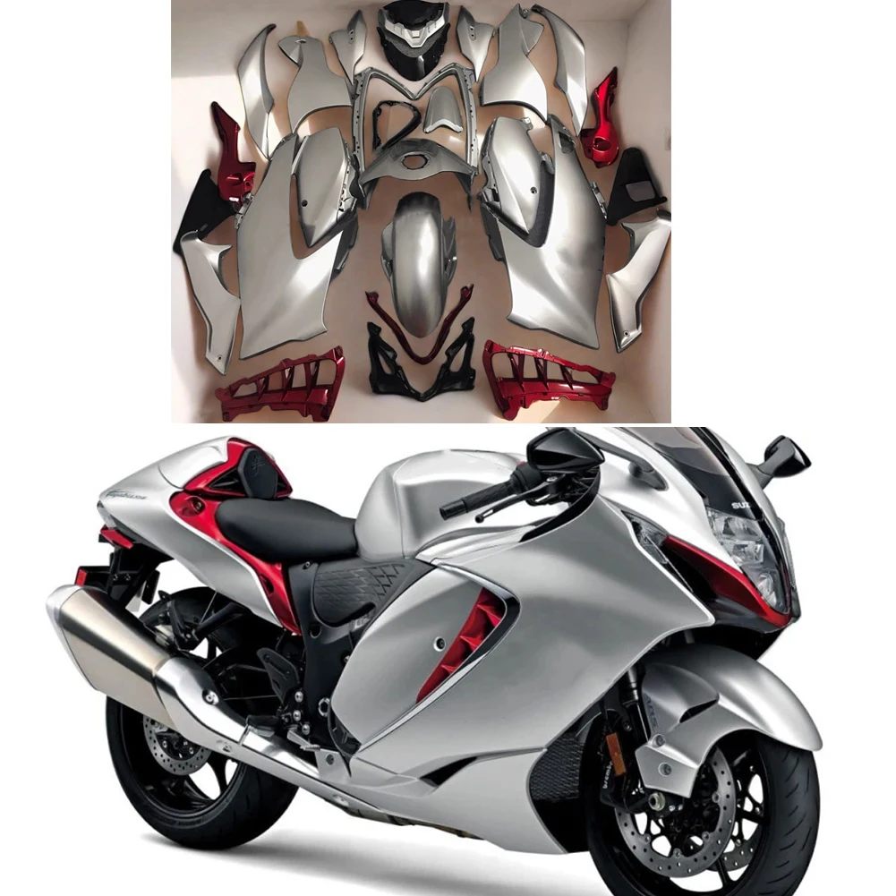 Motorcycle ABS Bodywork Pre-Drilled  Fairing Kit For Suzuki Hayabusa GSX1300-R 2021 2022 2023 2024 Silver