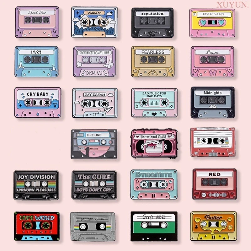 Tape Brooch Wholesale Radio Music Theme Series Metal Badge Accessory Pins Decorative Brooches Badges on Backpack Accessories