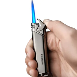 Windproof Jet Gas Lighter Blue Straight Flame Inflatable Adjustable Cigar Turbo Butane Torch Lighter Creative Smoking Accessorie