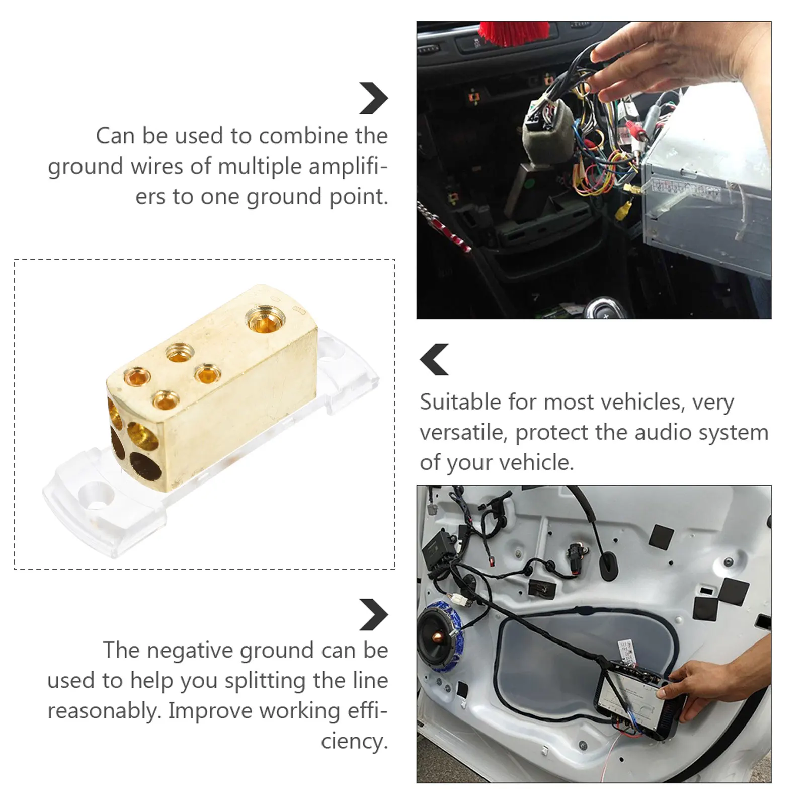 

Car Audio Splitter Box Zinc Alloy Plated Ground Distributor Power Supply Block for Vehicle Sound System Protection